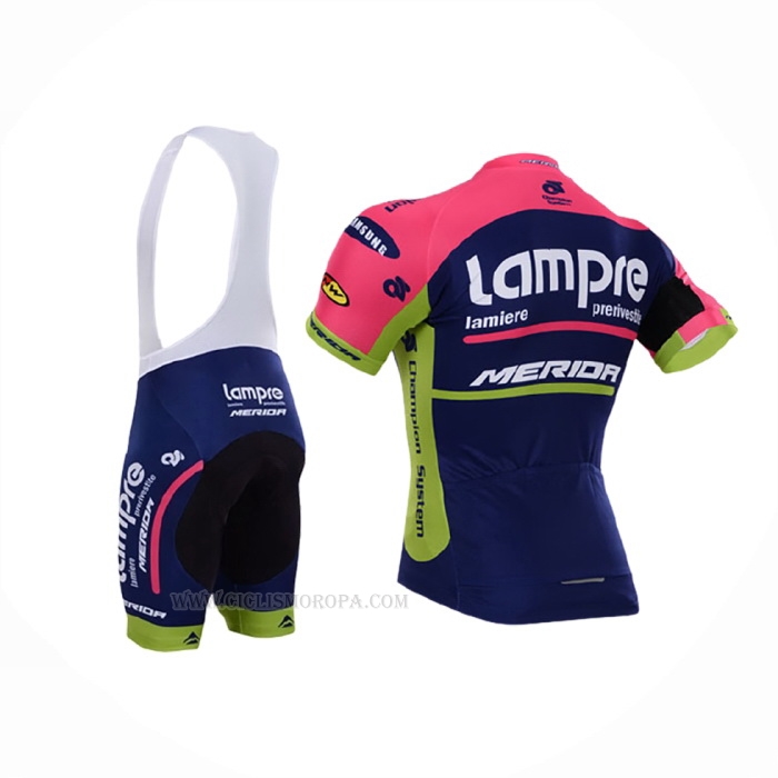 2015 Ropa Ciclismo Lampre Merida Rosa Azul Mangas Corta y Culotte Corto